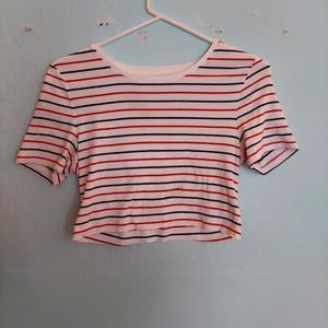 Red,white, and black crop top